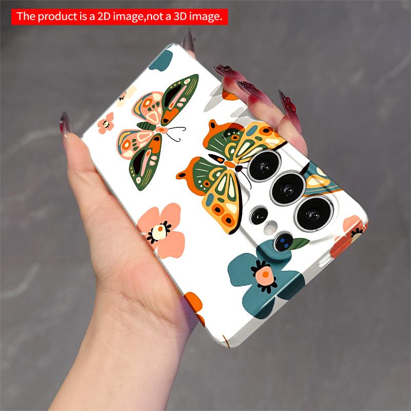 2DFlat Samsung Phone Case Colorful Butterflies & Flowers Pattern Phone Case Applicable To Galaxy S22 S23 S24 S25ULTRA S26 A12 A13 A14 A15 A16