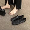 Women's Square Toe D'Orsay Flats - French Retro Soft Leather Slip-On Loafers