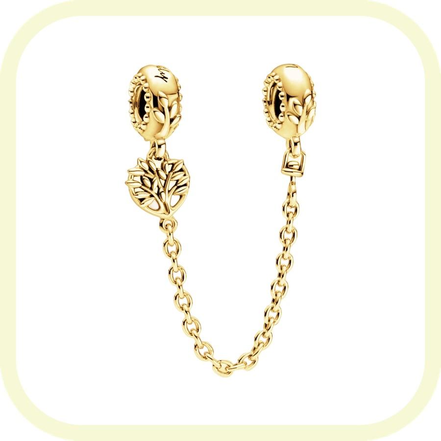 New Golden Flowers Collection Charm Bead Lucky Shamrock Rose in Bloom Daisy Flower Safety Chain Compatible With Authentic Bracelets Do It Yourself Jew