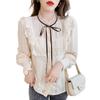 Autumn Winter Womens Tops and Blouses 2022 Cotton Blouse Button Solid Stand Collar Ladies Lace Tops Women Shirts Blusas Feminine