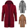 Cardigan lungo antivento con cappuccio in maglia tinta unita da uomo, maglione di media lunghezza
