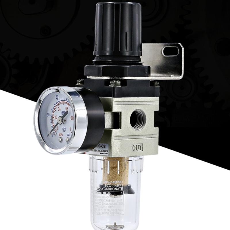 High Efficiency Air Filter & Pressure Regulator Combo 1/4 BSPT Aluminum Pneumatic Air Tool for Industrial Application