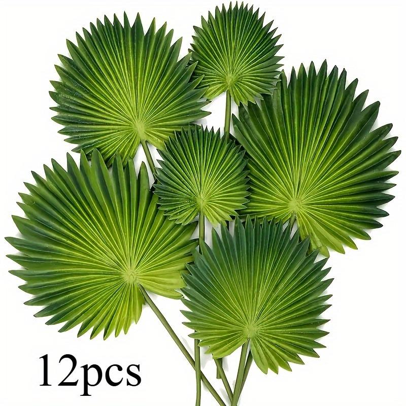 12pcs Artificial Palm Leaves Plastic Tropical Leaves for Hawaiian Luau Easter Wedding Realistic Faux Palm Greenery Home Decor