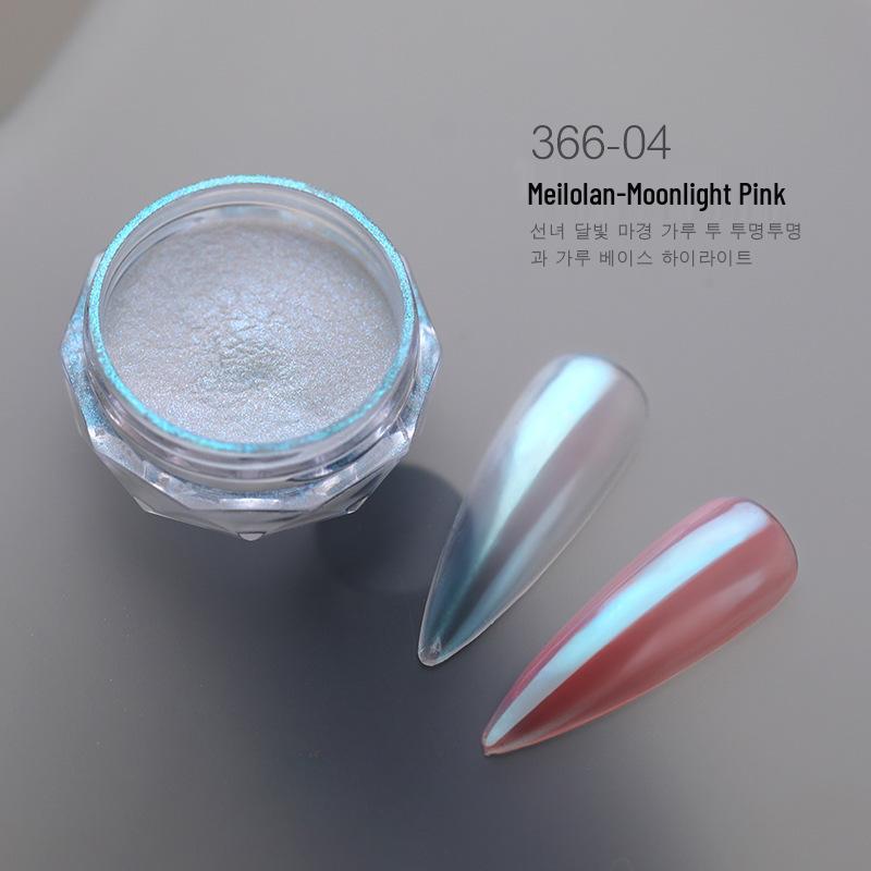 Hailey's Moonlight Pink Magic Mirror Powder: Super Bright Pearlescent & Iridescent Aurora Glitter for Nail Salons.
