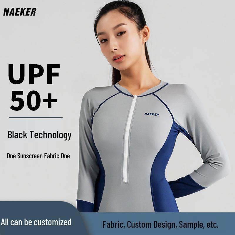 

Жіночий купальник з довгим рукавом - Контроль живота, Захист від сонця, Швидковисихаючий для серфінгу та дайвінгу L