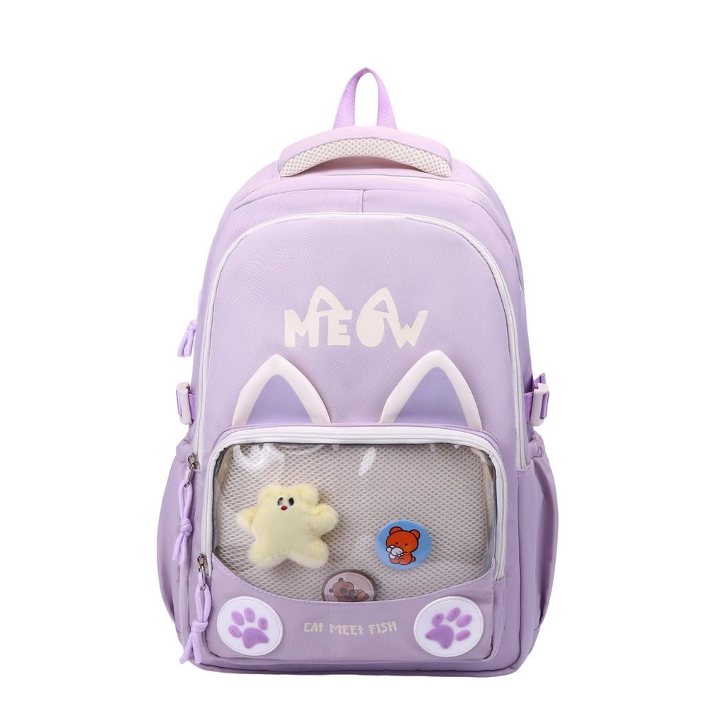 Schoolbagins Cartoon Schoolbag New Cute Kitten Primary School Students Cute Graffiti Large Capacity Backpack Junior High School Backpack