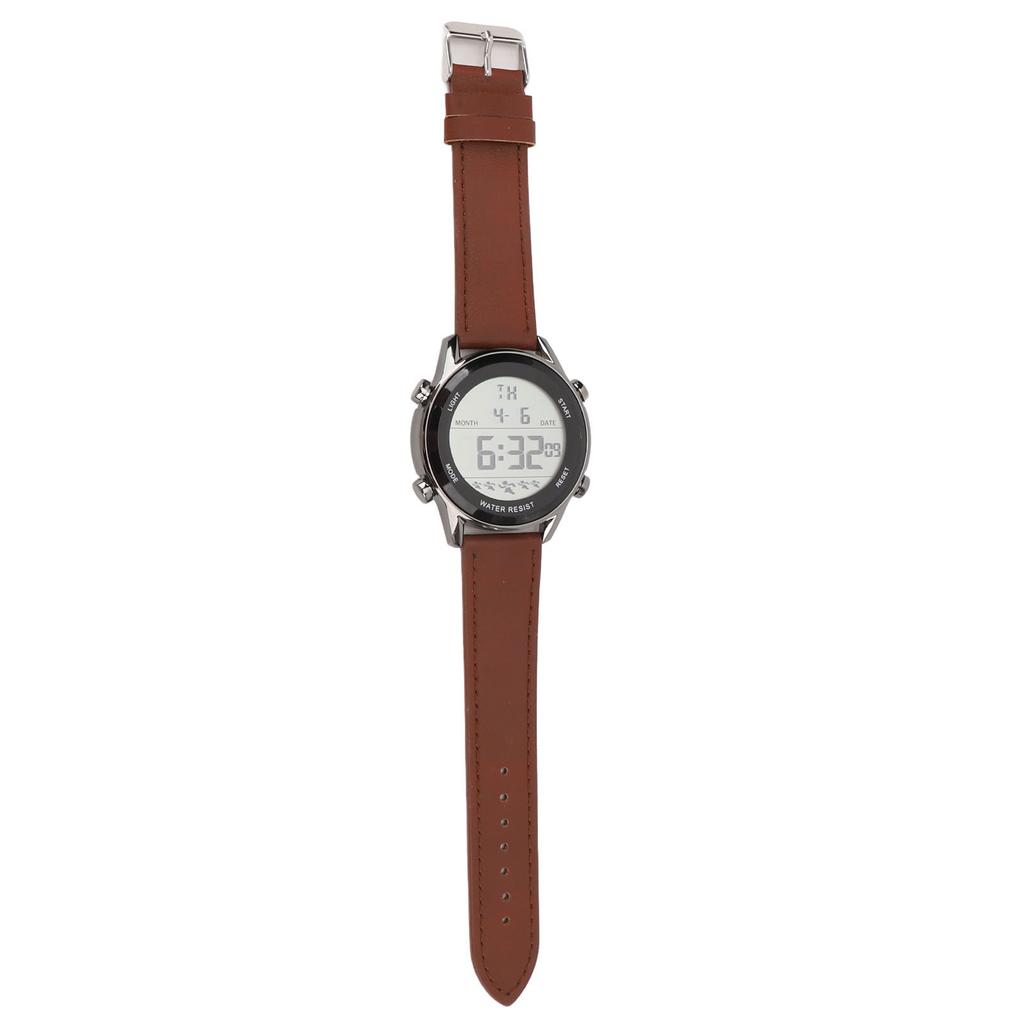 Men Digital Watch Dual Time Stopwatch Calendar Alarm Clock Waterproof Sports Watch with EL Luminous Coffee