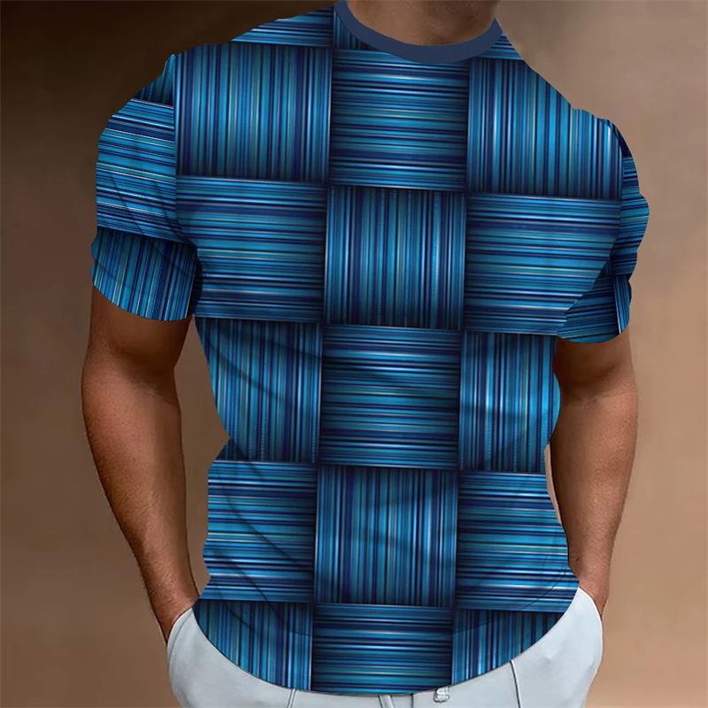 2024 Simple Men's T-shirt Geometric Pattern 3d Print Tee Shirts Daily Casual Male Clothing Oversized Short Sleeve Tees Tops 4XL