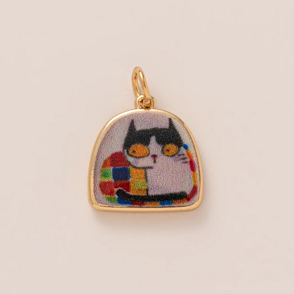 Colorful Heart Bagua Pendant: Fashionable European & American DIY Jewelry Accessory, Colorfast Copper-Plated