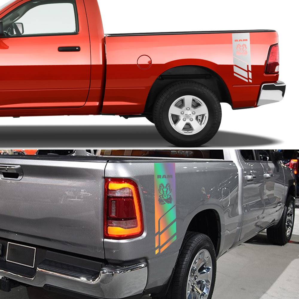 Samolepky na pickup pro Dodge Ram 1500 2500 Hemi Rebel 5.7 litru Nákladní auto Zadní dveře Boční grafika Samolepka Vinylový potah Auto doplňky