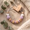 Handmade Personalized Baby Pacifier Clip Custom Name Silicone Teething Beads Holder Beech Wood Soother Chain for Infant Toddler
