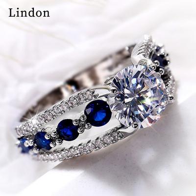 Lindon Classic Ring For Women With Round Shape Zircon Wedding Party Gift  Size 6-10