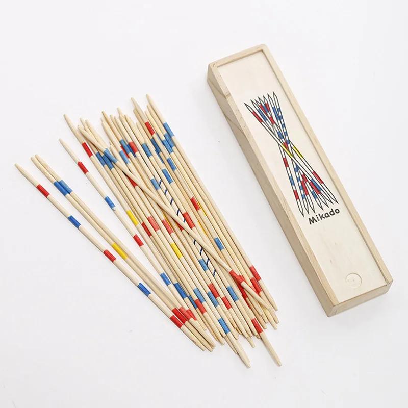 

Classic Wooden Pick Up Sticks Game Colorful Multiplayer Family Puzzle STEM Developmental Toy for Kids Adults