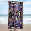 Baltimore Ravens Logotyck Tryckt Strandhandduk, Stor Mjuk Snabbtorkande Handduk för Strand Camping Simning