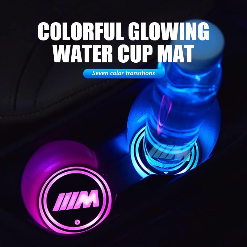 For BMW 7 Color Changing LED Car Cup Mat Glowing Auto Cup Holder Decoration M F10 F20 F30 F40 F15 F25 F26 F31 F49 E62 E83 E84