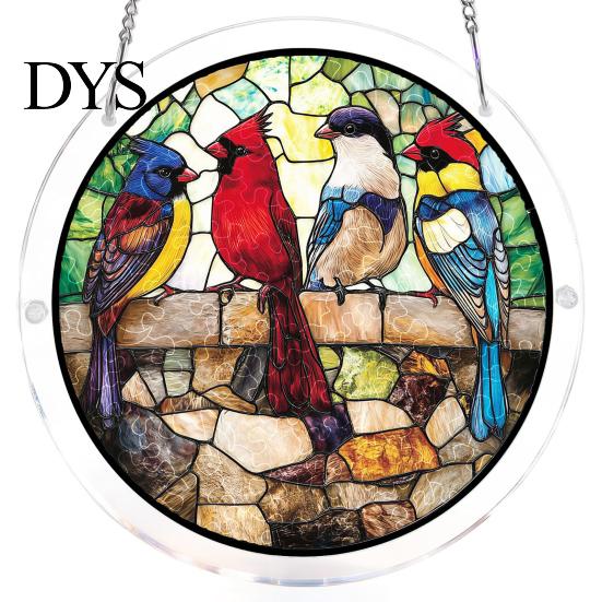 Stained Glass Puzzle Round Acrylic Suncatcher Puzzle, UV Printed Window Hanging Decor Educational Game 7.48 Inch DIY Craft Light Catcher Ornament for