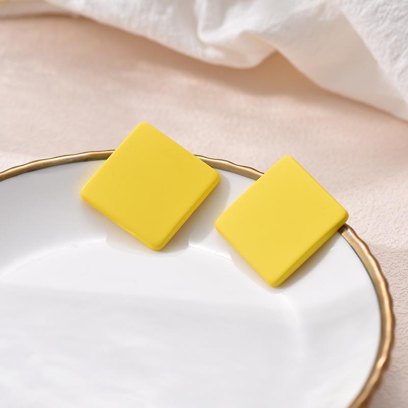 Pendientes Cuadrados de Color Caramelo de Moda Para Mujer Geométricos Grandes Azules Rojos Negros Pintura Escarchada INS Coreanos de Acrílico Sólido