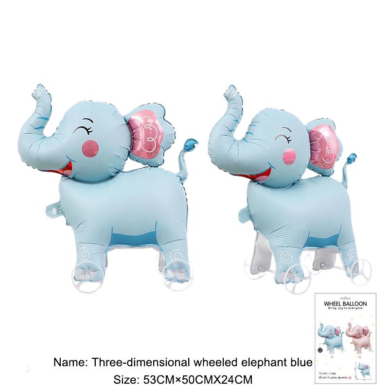 

Cartoon Animals Stand Up Aluminum Film Balloons With Wheels Unicorn Tiger Giraffe Elephant Dinosaur Birthday Party Decoration