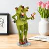 Waltzing Frog Ornament Resin Frog Statue Frog Couple Dancing Statue Resin Sculpture Indoor Outdoor Decoration Ornament for Home