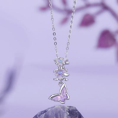 Iris Papillon Violet Fleur de Lys Pendentif DIY Romantique Noble Argent Sterling S925