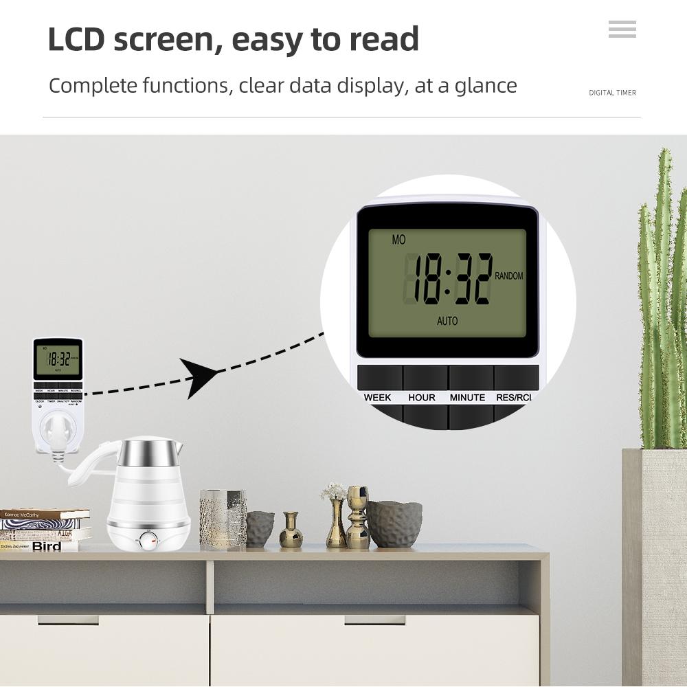 Electronic Timer Socket LCD Digital Timer Switch EU FR US UK AU Plug Timers 7Day 12/24 Hour Programmable Control Timing Outlet