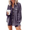 Women S Casual Long Sleeve Shirt Jacket With Pockets Lapel