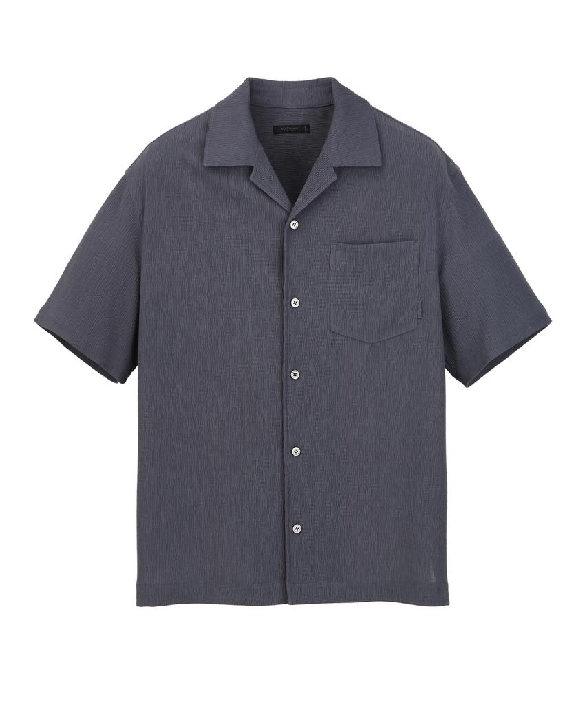 Jilseutyueoteunyuyogmaen Solid Pleated Short Sleeve Shirt - Gray (Jnsh6B502G2)