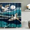 ZHL22Exquisite Crane Flight Shower Curtain Set Modern Bathroom Decor in Teal Blue Fabric for Home Decoration Ready to Ship f2Ol%