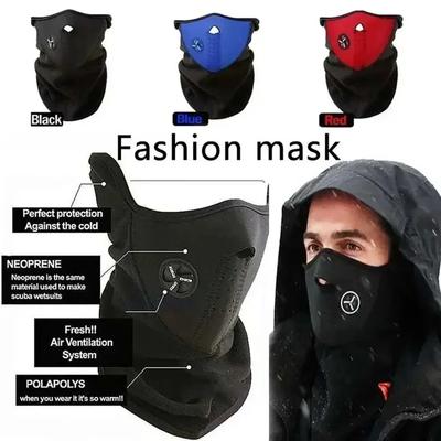 1/2PCS Winter Cycling Mask Warm Windproof Dustproof Motocycle Half Face Cover Breathable Mesh Polar Fleece Thermal Ski Face Mask