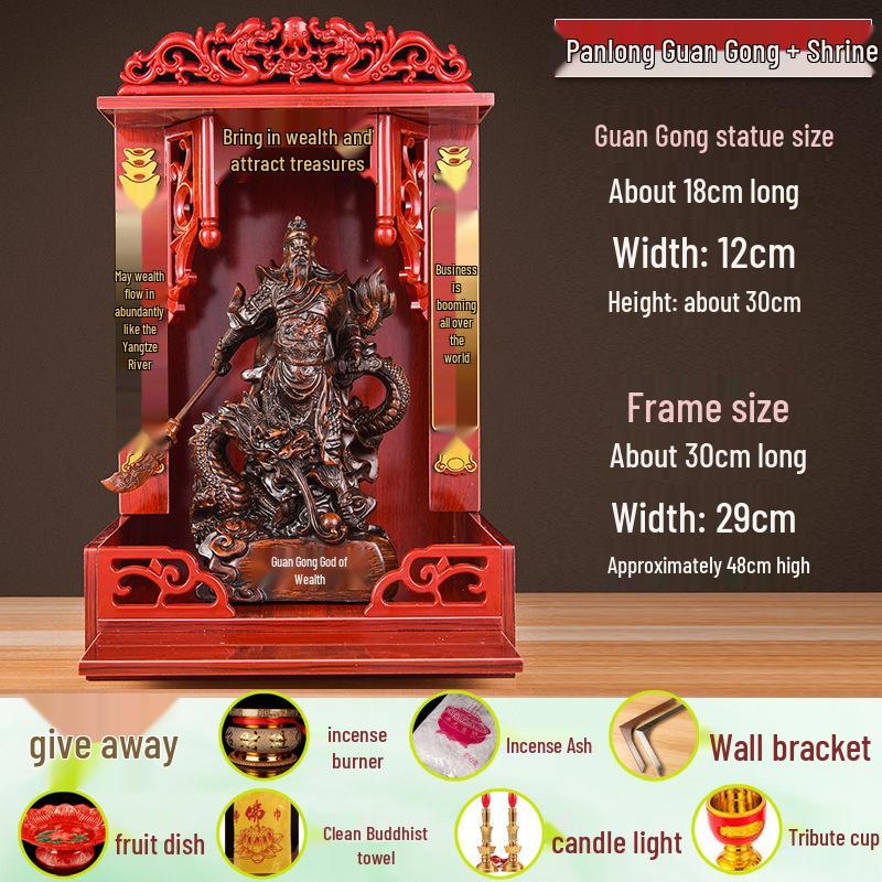Guan Gong God of Wealth Statue - Attracts Prosperity, Worship Niche Decor.
