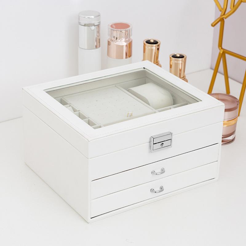 Window jewelry box Premium European princess large-capacity jewelry storage box Multi-layer jewelry box