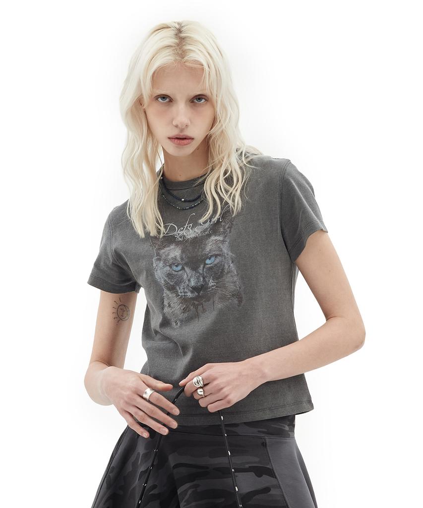 Depeugameoncheu Cat Ava T-Shirts [Charcoal]