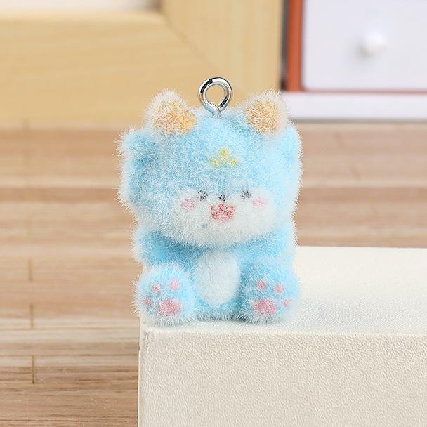 Flocked Zodiac Animal Pals Creative DIY Decoration for Bags Keychains Home Decor Cute Plush Charm Ornament Gift