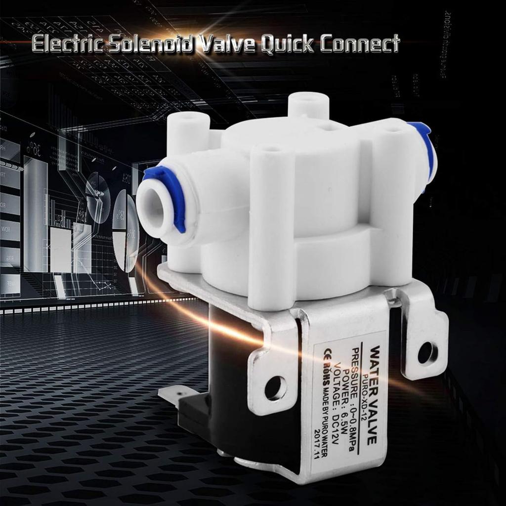 Water Valve, DC 12V Copper Plastic Electric Solenoid Valve Normally Close Purifier Water Valve for Water Filters