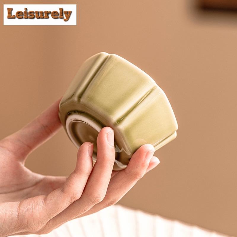 70ml Yaozhou Brennofen Seladon Sechseck Teeschale Teestaubgrün Meistertasse Einzelne Persönliche Teetasse Verkostungstee Chazhan Kung Fu Teeset