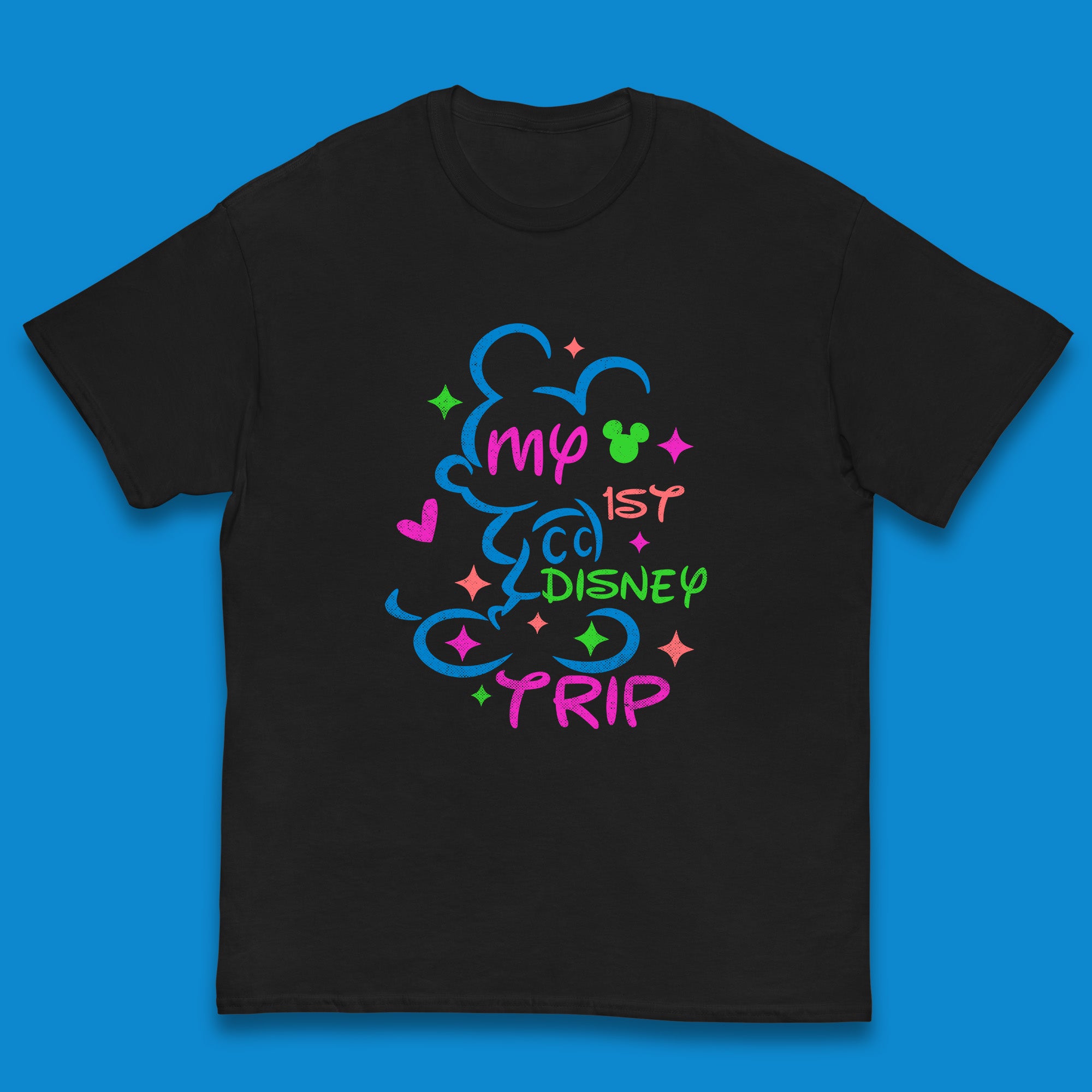 My 1st Disney Trip Disney Mickey Mouse Minnie Mouse Disneyland Trip Vacations Disney World Kids T Shirt 100