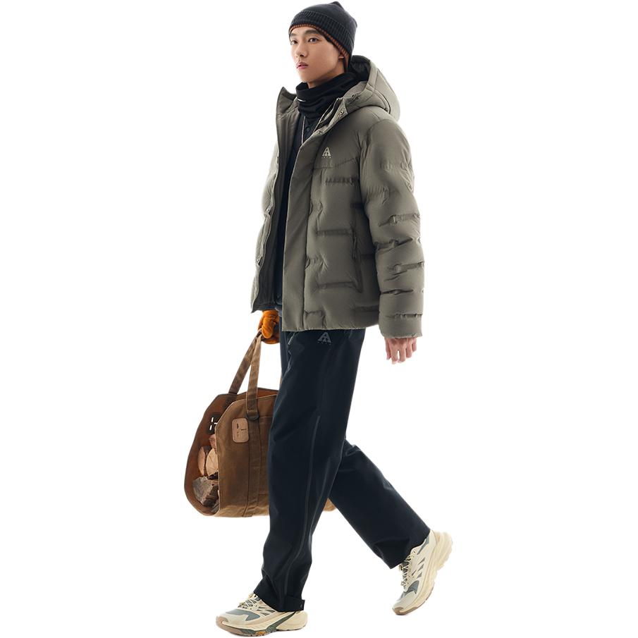 Anta Outdoor Series Letter Hooded Long Sleeve Down Jacket Men Outerwear Bronze 952446902-4