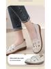 Genuine Leather Women's Summer Casual Comfort Sandals with Soft Soles and Perforated Design for Middle-Aged Moms