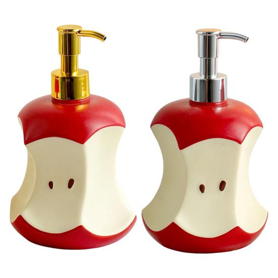 300ML Bitten Fruit Refillable Soap Dispenser, Liquid Hand Soap Shower Gel Container, Empty Pump Lotion Bottle for Bathroom Kitchen