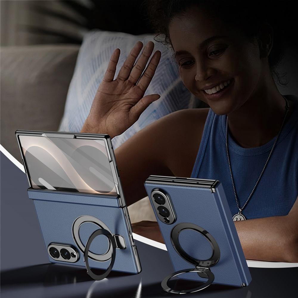 Samsung Galaxy Z Fold 8 case with stand and external screen glass, MagSafe compatible, blue