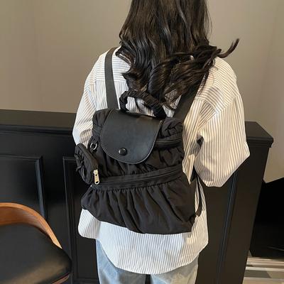 Korean Ins Trend Leisure Student Bag 2025 New Fashion Versatile Folded Backpack Large Capacity Shoulder Bag