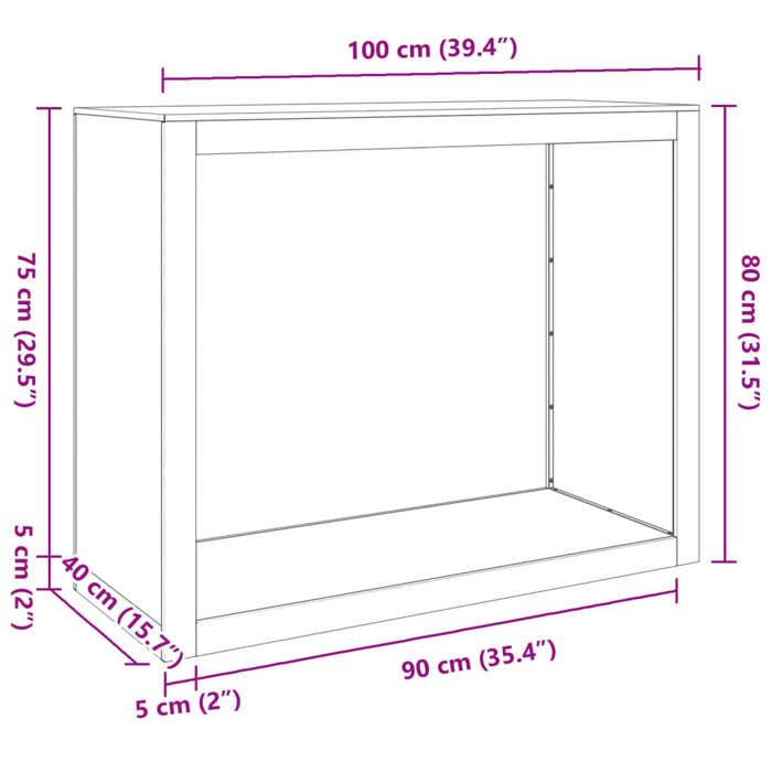 VidaXL Portant de bois de chauffage 100x40x80 cm acier galvanisé, magasin de bûches, porte-bûches de cheminée, support de 850980