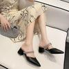 Thick Heel Single Shoes High Heel Slippers Comfortable Bag Head Half Slippers Women Wear Summer French Temperament One Pedal