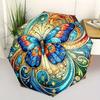[Automatic Folding Umbrella] Automatic Folding Umbrella A Colorful, Intricate Butterfly with Swirling Patterns. Portable Colla