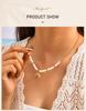 Stainless Steel Shell Sun Pendant Necklace for Women, Pearl Beaded Chain,18K Gold Plated Waterproof Tarnish-free Jewellery