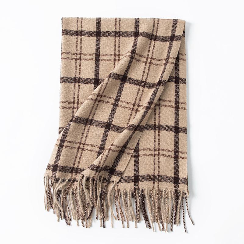 New sweet warm imitation cashmere scarf plaid student couple winter thickened warm scarf