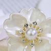 Women Brooch Sparkling Rhinestones Imitation Pearl Decor Flower Design Lapel Pin Chinese Style Sweater Scarf Badge Jewelry Accessories