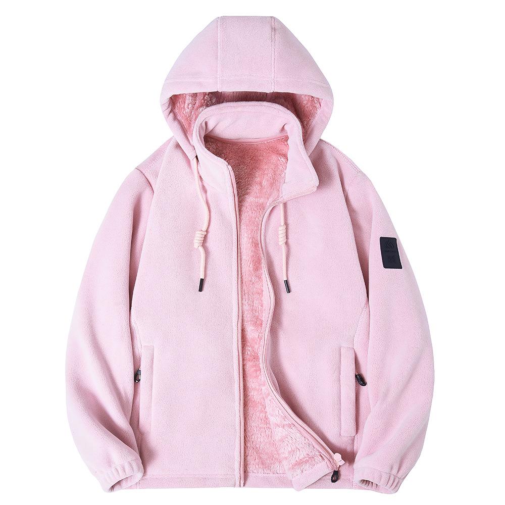 New Autumn and Winter Warm and Cold-proof Hooded Fleece Thickened Fleece Jacket for Men and Women