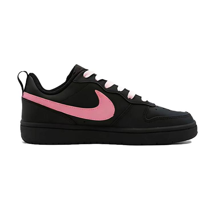 Nike Court Borough 2 Flowing Leather Abrasion Resistant Lightweight Low Top Skateboard Shoes Women's Black Pink DV5456-002(Team1960-)