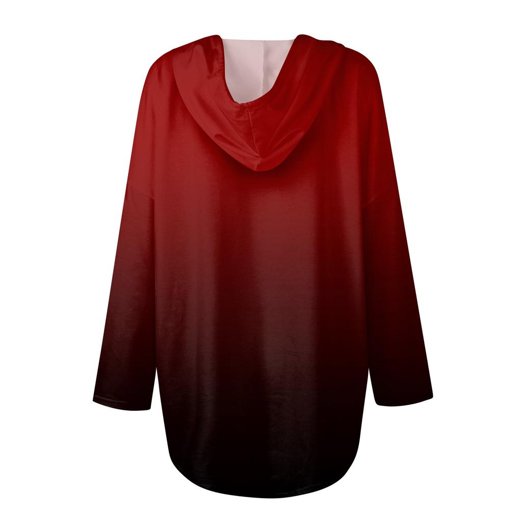 Women's Fashion Casual V-neck Drawstring Printed Long Sleeved Sweater Top